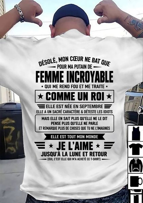 SEPTEMBRE T-SHIRT, JE L’AIME JUSQU’À LA LUNE ET RETOUR - T-SHIRT DE FEMME POUR SON MARI - SNOW09 (SKU2609-32-09)
