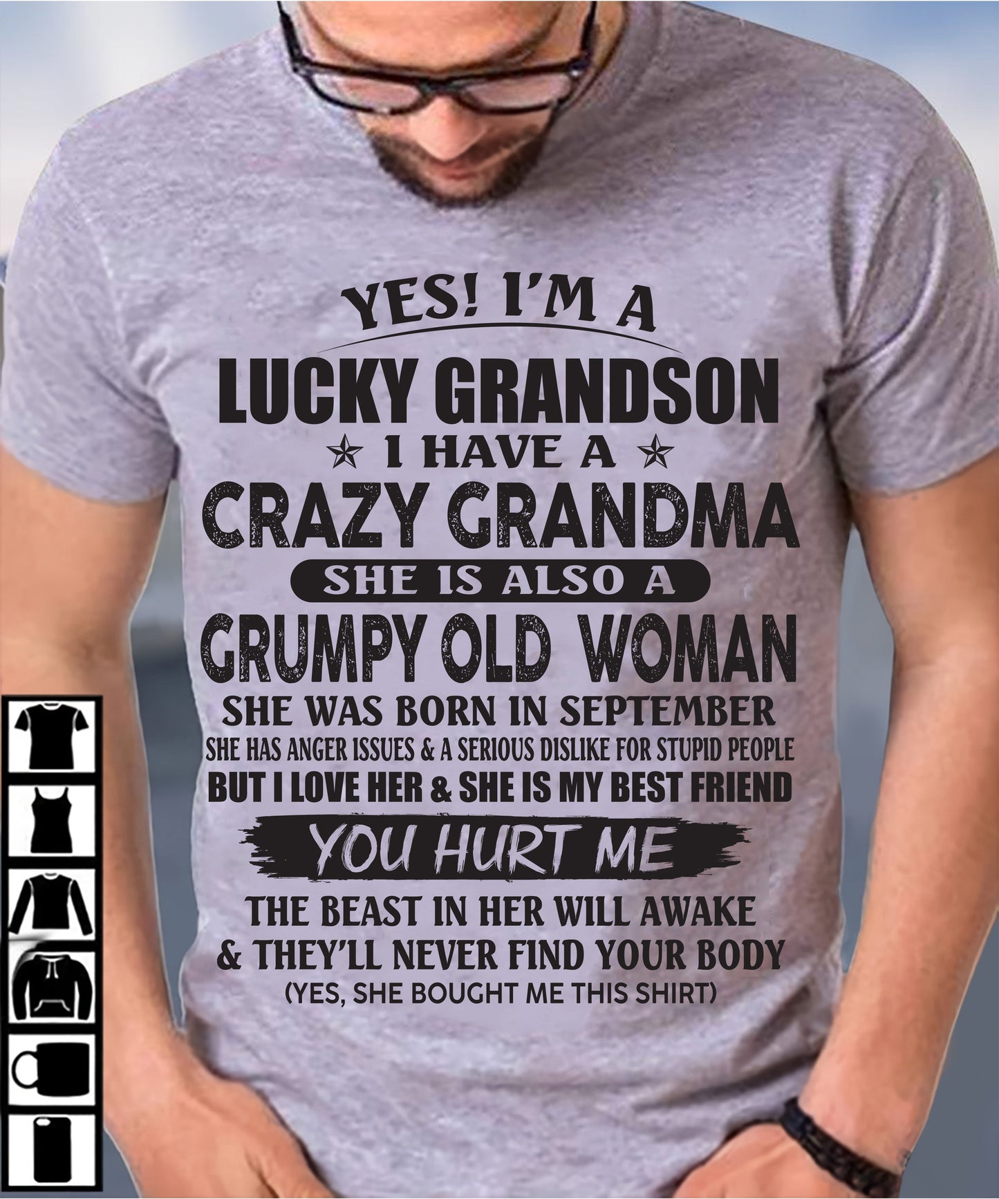 SEPTEMBER - LUCKY GRANDSON OF CRAZY GRANDMA -  FROM GRANDMA - SNOW09 (SKU10-173-09)