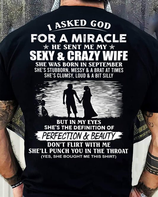 SEPTEMBER, SHE’S THE DEFINITION OF PERFECTION & BEAUTY - GIFT SHIRT FROM WIFE - SNOW09 (SKU2606-340-09)