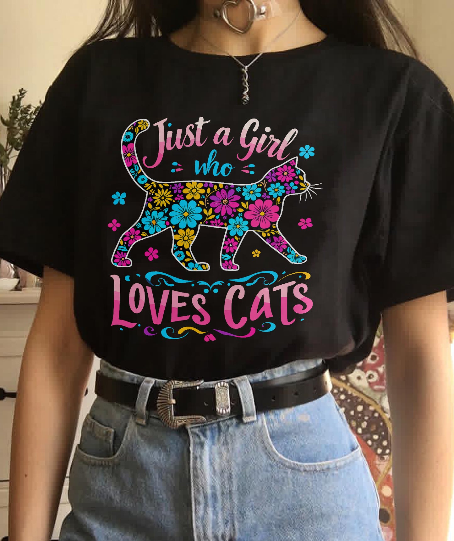 Cat Cute Just A Girl Who Loves Cats T-Shirt (SKU-SNOW-01)
