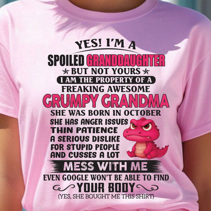 OCTOBER - YES, I'M A SPOILED GRANDDAUGHTER - GIFT FROM GRANDMA - snow10 (SKU09-96-10)