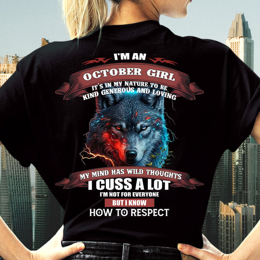 OCTOBER - KIND, GENEROUS AND LOVING GIRL - BIRRTHDAY T-SHIRT FOR WOMAN - SNOW10 (SKU12-300-10)