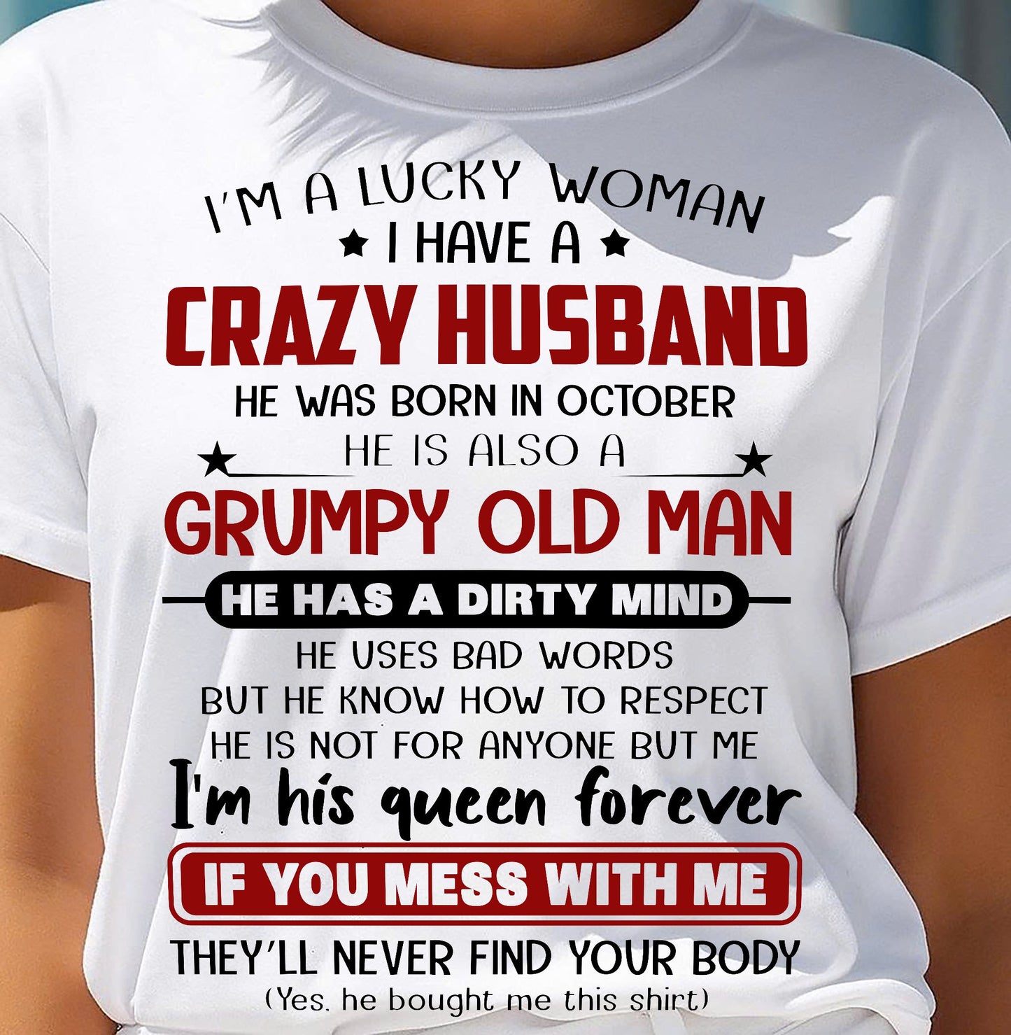 OCTOBER - TO MY WIFE - I'M A LUCKY WOMAN - GIFT FROM HUSBAND - SNOW10 (SKU12-282-10)