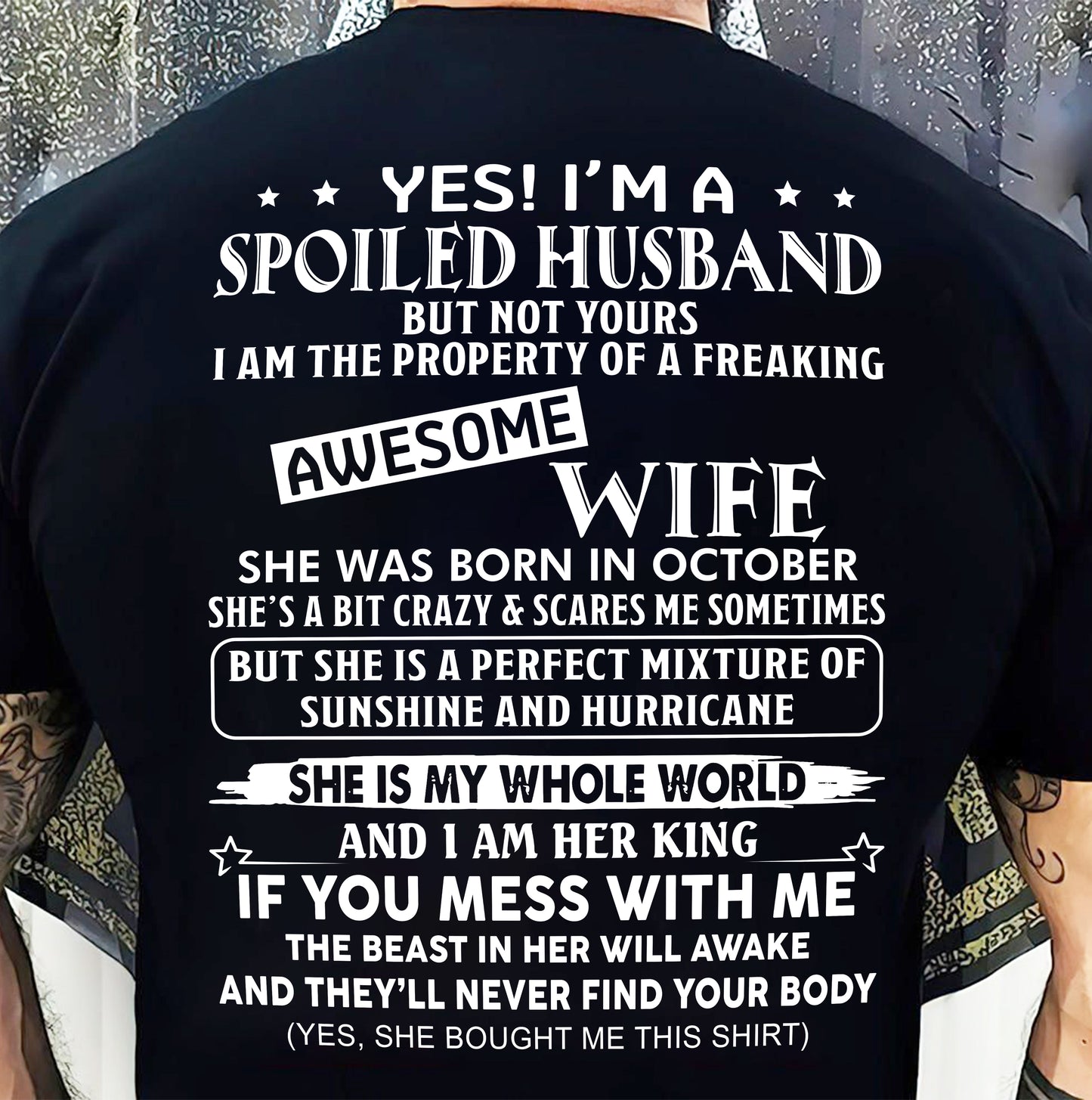 OCTOBER, I AM THE PROPERTY OF A FREAKING AWESOME WIFE Gift T Shirt from Wife for Husband – SNOW MALE10 (SKU12-232-10)