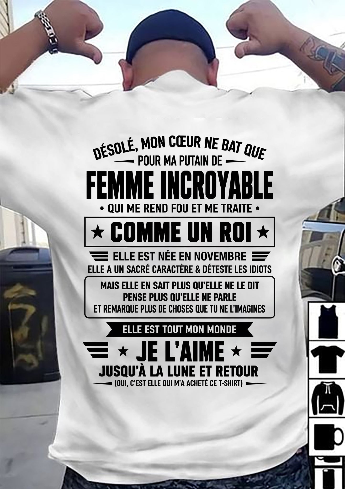 NOVEMBRE T-SHIRT, JE L’AIME JUSQU’À LA LUNE ET RETOUR - T-SHIRT DE FEMME POUR SON MARI - SNOW11 (SKU2609-32-11)