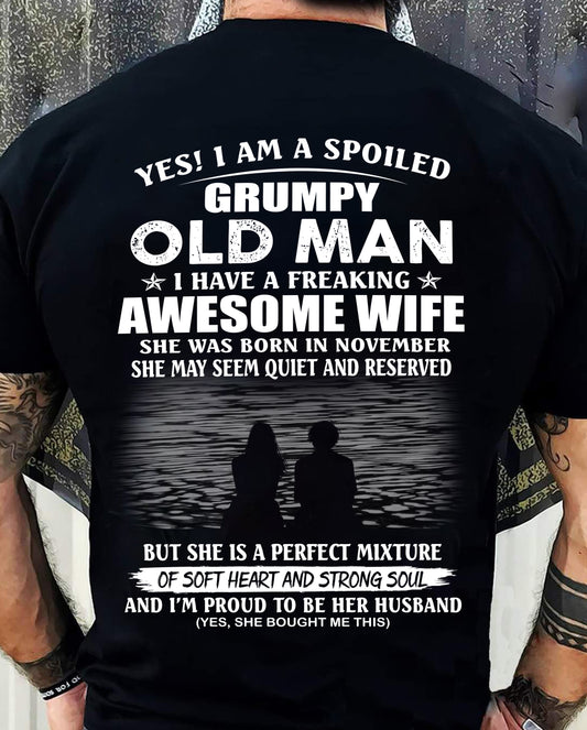 NOVEMBER, I HAVE A FREAKING AWESOME WIFE – Gift T Shirt From Wife For Husband – SNOW MALE11 (SKU2602-24-11)