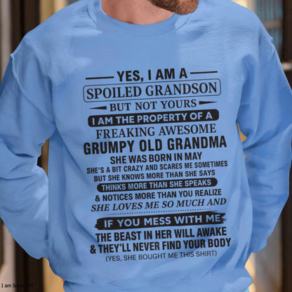 Yes I’m A Stubborn Grandson T-Shirt – Birthday Gift From May Grandma / Woman - snow05 (SKU10-171-05)