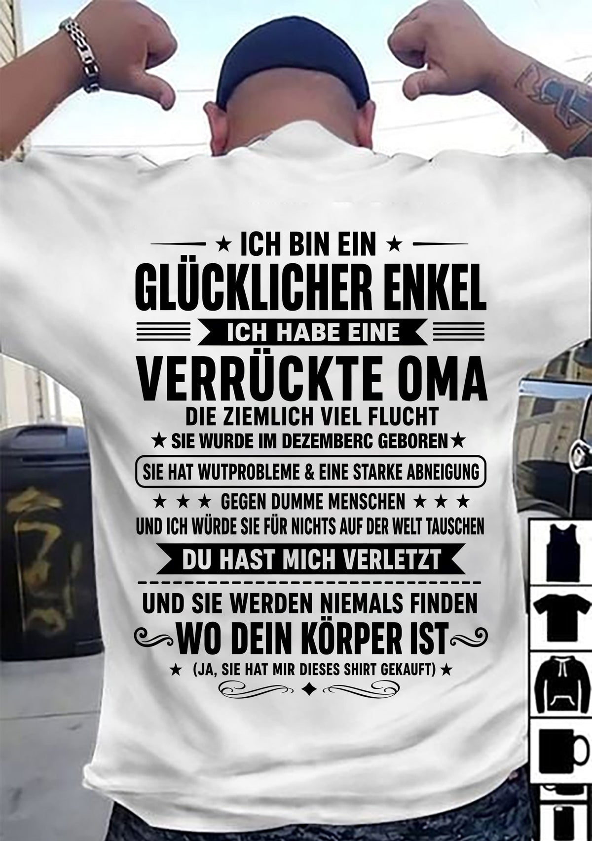 DEZEMBER SHIRT, ICH BIN EIN GLÜCKLICHER ENKEL - VON DER OMA FÜR DEN ENKEL - SNOW12 (SKU2608-516-12)