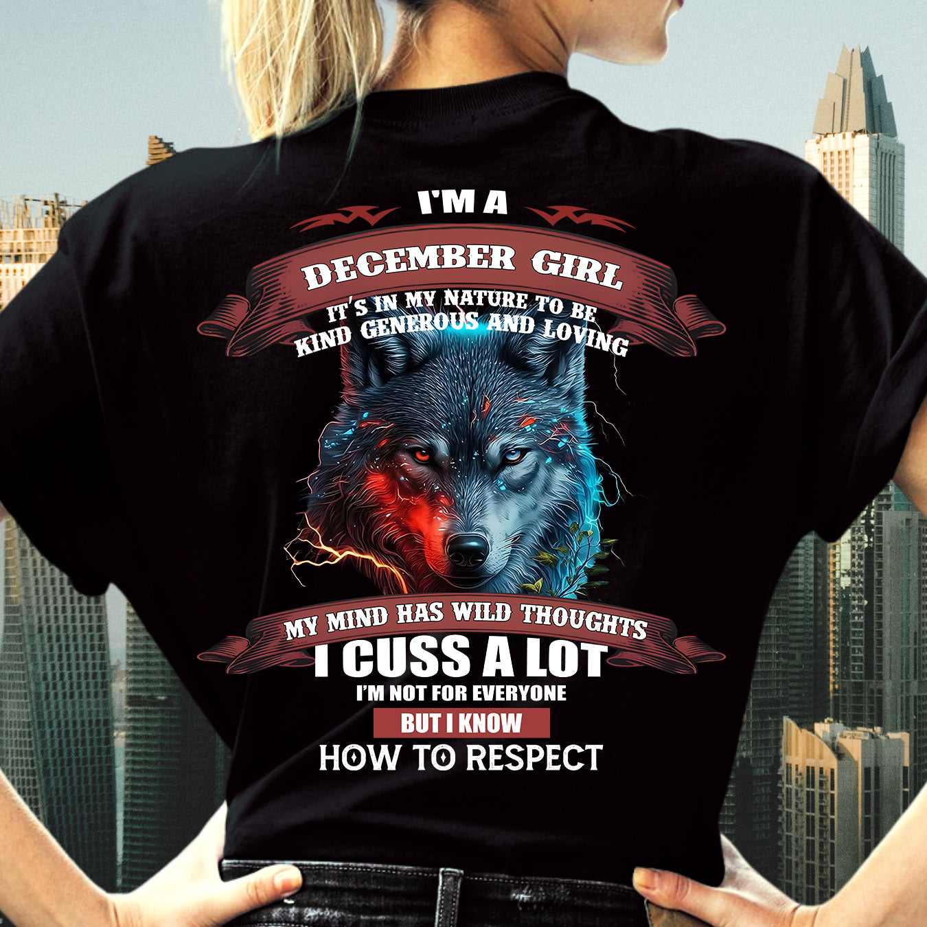 DECEMBER - KIND, GENEROUS AND LOVING GIRL - BIRRTHDAY T-SHIRT FOR WOMAN - SNOW12 (SKU12-300-12)