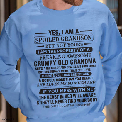Yes I’m A Stubborn Grandson T-Shirt – Birthday Gift From Grandma / Woman - snow00 (SKU10-171-00)