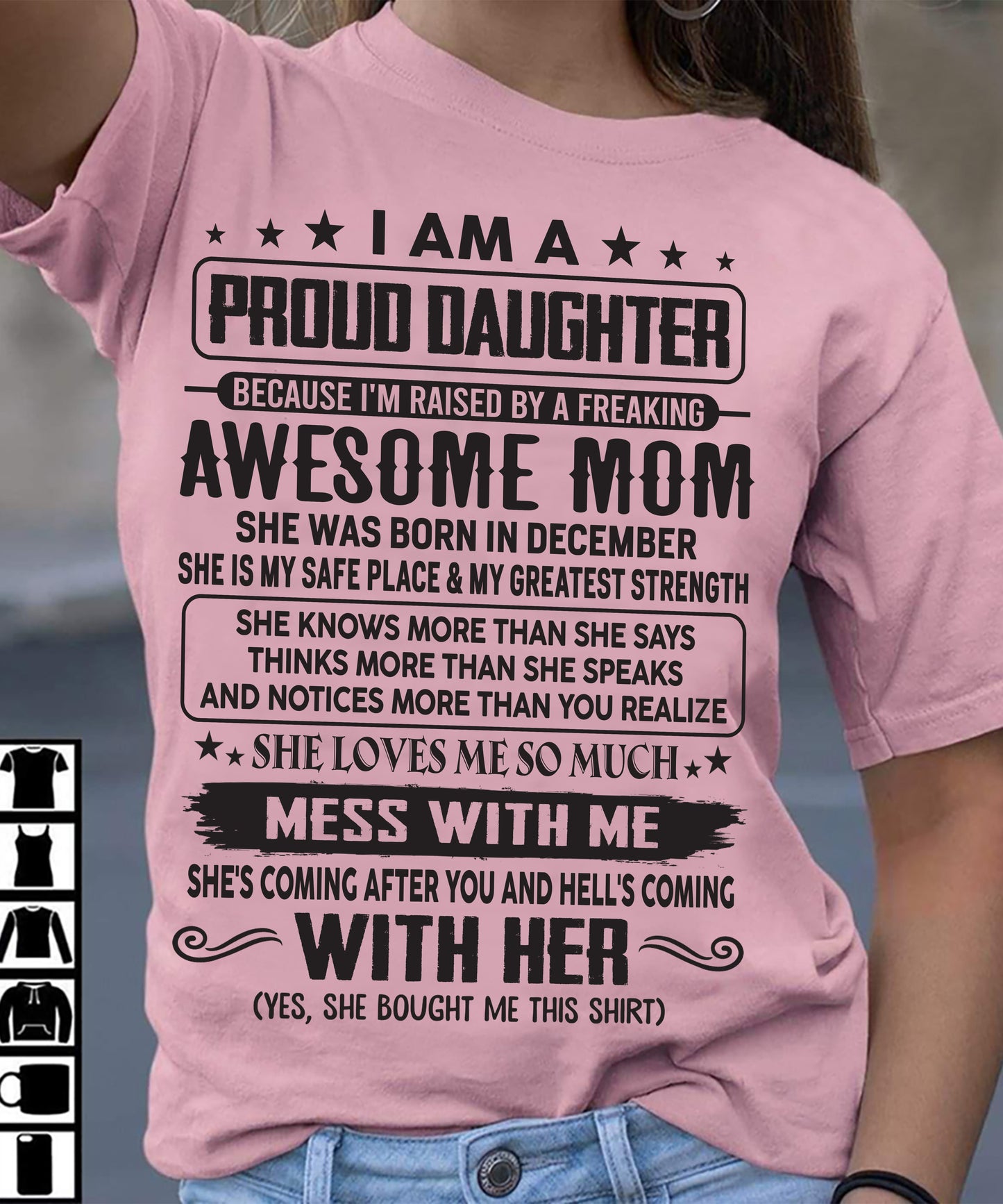DECEMBER, I'M RAISED BY A FREAKING AWESOME MOM - GIFT T SHIRT FROM MOM - SNOW12 (SKU2602-214-12)
