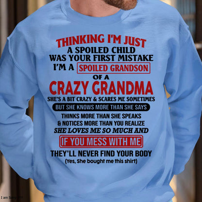 I'M A SPOILED GRANDSON OF A CRAZY GRANDMA - From Grandma - snow00 (SKU-GMS1-NTT00)