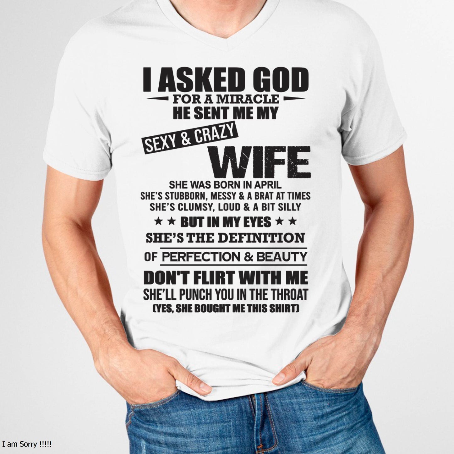 04, APRIL, SHE’S THE DEFINITION OF PERFECTION & BEAUTY – GIFT T SHIRT FROM WIFE FOR HUSBAND – SNOW MALE04 (SKU26T-01214-04)