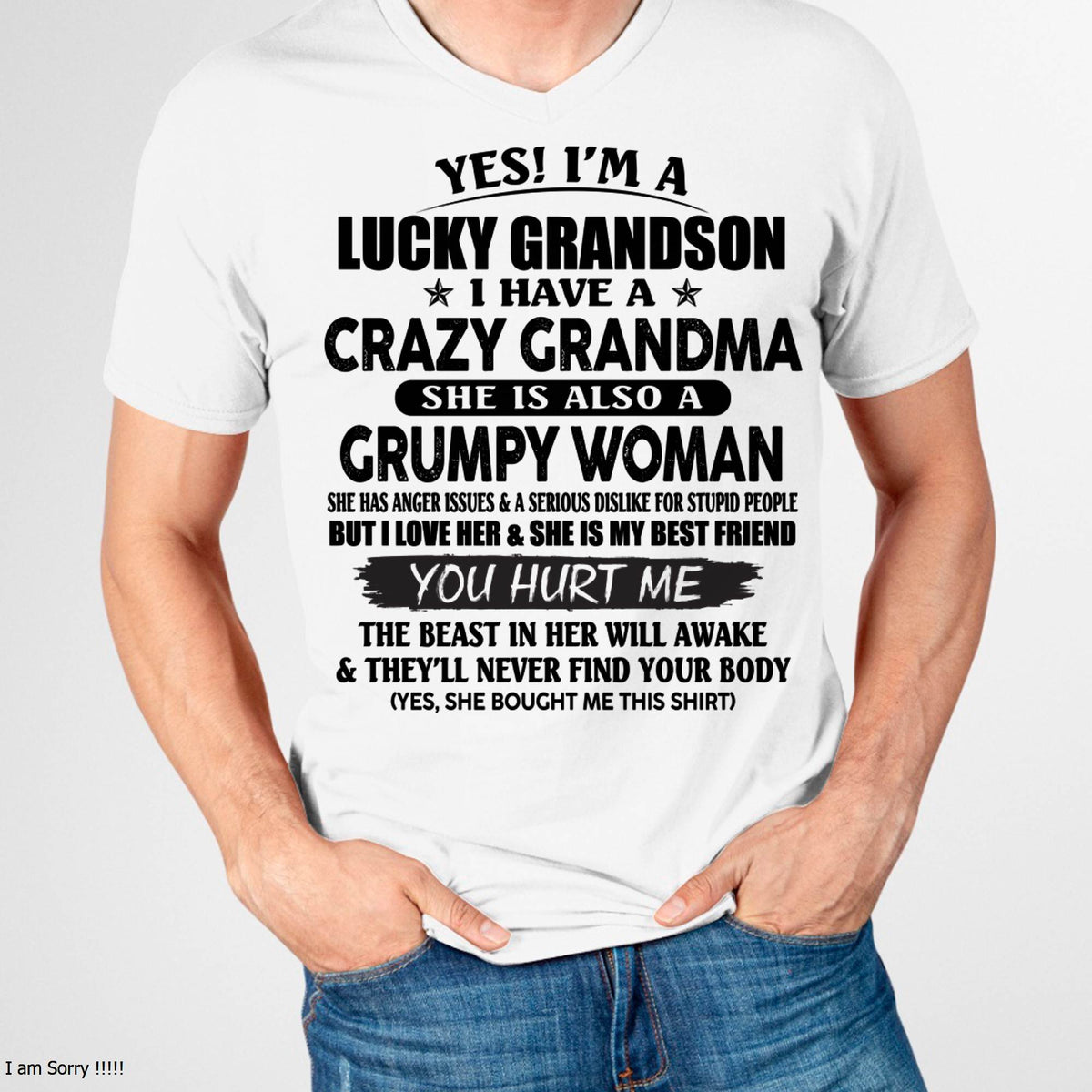 LUCKY GRANDSON OF CRAZY GRANDMA -  PERFECT GIFT FROM GRANDMA - snow00 (SKU12-113-00)