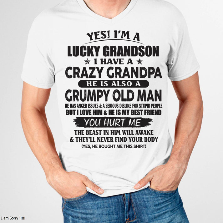 LUCKY GRANDSON OF CRAZY GRANDPA -  PERFECT GIFT FROM GRANDPA - snow00 (SKU12-145-00)