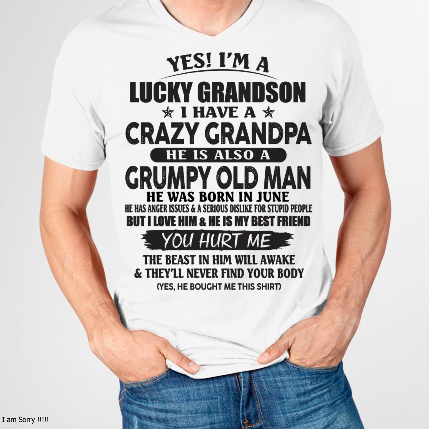 JUNE - LUCKY GRANDSON OF CRAZY GRANDPA -  PERFECT GIFT FROM GRANDPA - SNOW06 (SKU12-145-06)