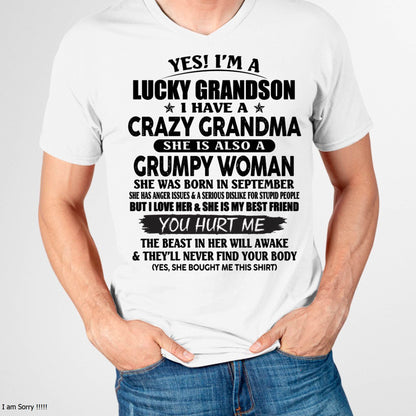 SEPTEMBER - LUCKY GRANDSON OF CRAZY GRANDMA -  PERFECT GIFT FROM GRANDMA - SNOW09 (SKU12-113-09)