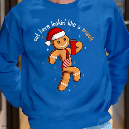 Out Here Looking Like A Snack Funny BouJee Xmas Gingerbread T-Shirt - Christmas Unisex T-Shirt/Hoodie/Sweatshirt - SNOW00