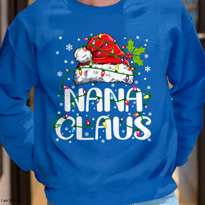 Nana Claus Christmas Lights Pajama Family Matching T-Shirt - Christmas Unisex T-Shirt/Hoodie/Sweatshirt - SNOW00