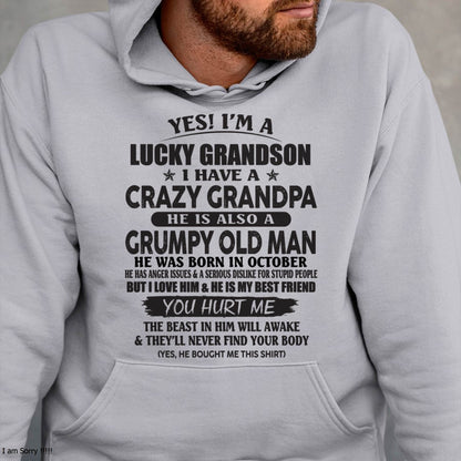 OCTOBER - LUCKY GRANDSON OF CRAZY GRANDPA -  PERFECT GIFT FROM GRANDPA - SNOW10 (SKU12-145-10)