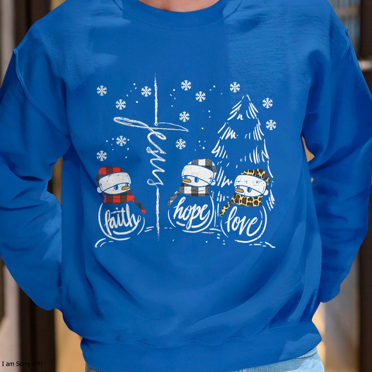 Faith Hope Love Jesus Snowman Plaid Leopard Christmas Gift T-Shirt - Christmas Unisex T-Shirt/Hoodie/Sweatshirt - SNOW00