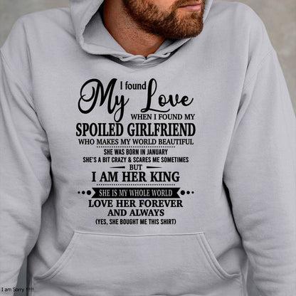 JANUARY, I found My Love WHEN I FOUND MY SPOILED GIRLFRIEND – GIFT T SHIRT FROM WIFE FOR HUSBAND – SNOW MALE01 (SKU26T-01217-01)
