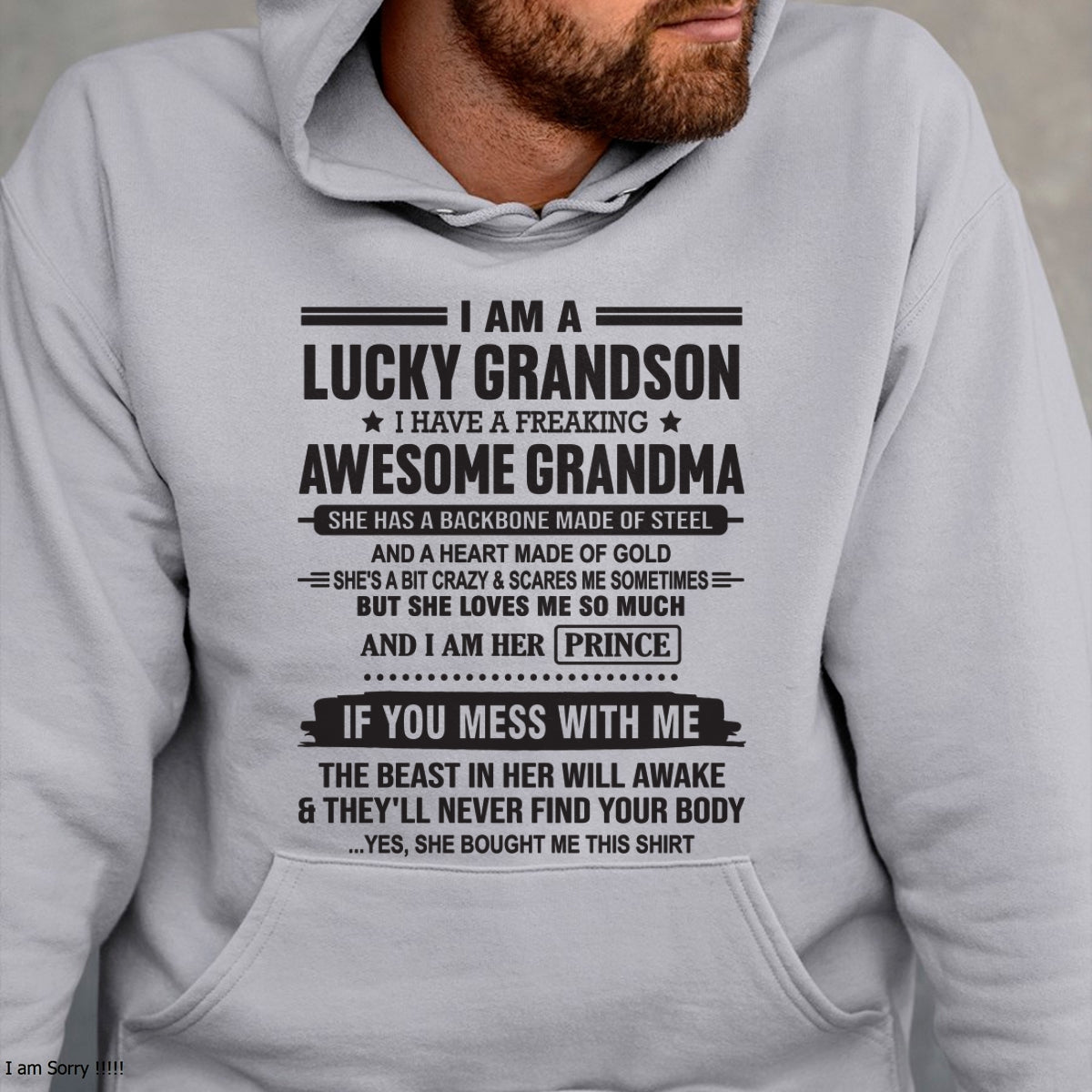 I Am A Lucky Grandson T-Shirt – Birthday Gift From Grandma / Woman - snow00 (SKU11-29-00)