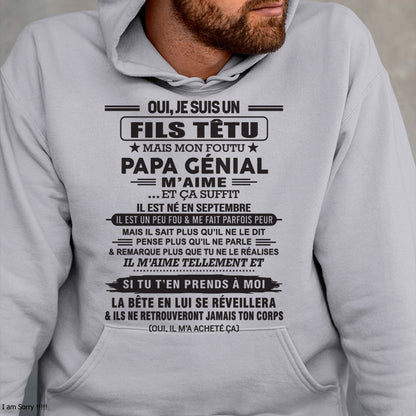 SEPTEMBRE - Oui, je suis un garçon têtu – T-shirt | Cadeau d’anniversaire de papa pour son fils - snow09 / fr09 (SKU12-260-09)