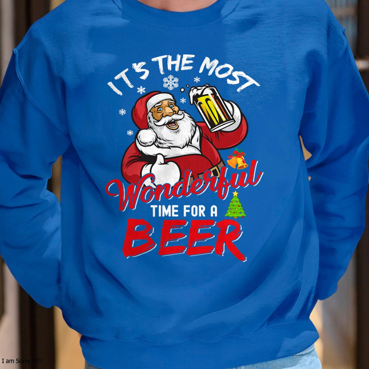 Funny Christmas Santa Claus Drinking Beer Wonderful Time T-Shirt - Christmas Unisex T-Shirt/Hoodie/Sweatshirt - SNOW00