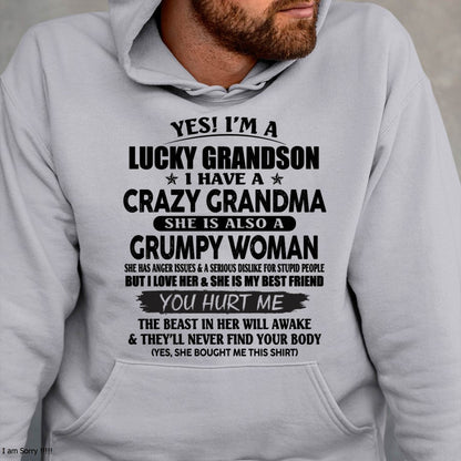 LUCKY GRANDSON OF CRAZY GRANDMA -  PERFECT GIFT FROM GRANDMA - snow00 (SKU12-113-00)