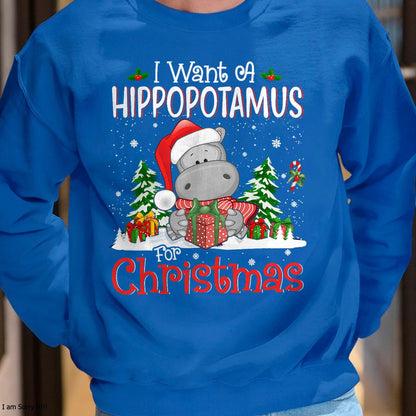 I Want A Hippopotamus For Christmas Xmas Hippo for Kid Women T-Shirt - Christmas Unisex T-Shirt/Hoodie/Sweatshirt - SNOW00