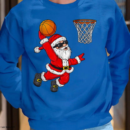 Christmas Santa Claus Dunking A Basketball Boys Kids Xmas T-Shirt - Christmas Unisex T-Shirt/Hoodie/Sweatshirt - SNOW00
