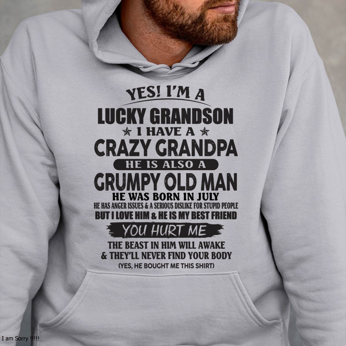 JULY - LUCKY GRANDSON OF CRAZY GRANDPA -  PERFECT GIFT FROM GRANDPA - SNOW07 (SKU12-145-07)