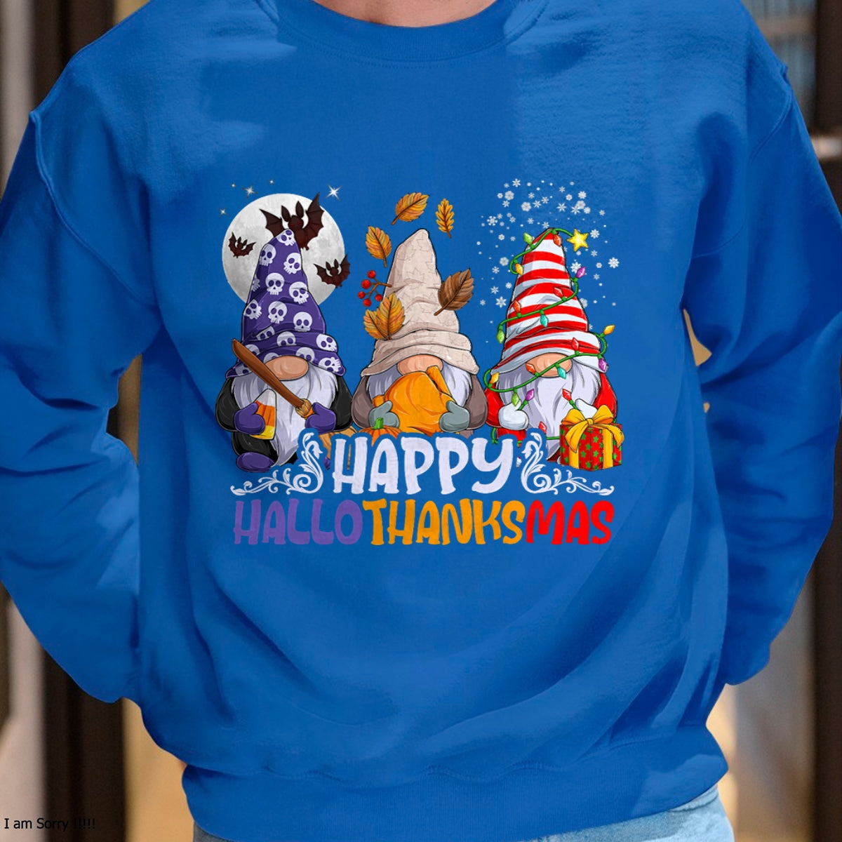 HalloThanksMas Gnomes Halloween Thanksgiving Christmas Happy T-Shirt - Christmas Unisex T-Shirt/Hoodie/Sweatshirt - SNOW00