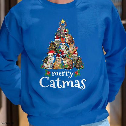Merry Catmas Funny Cat Mom Cat Dad Christmas Cat T-Shirt - Christmas Unisex T-Shirt/Hoodie/Sweatshirt - SNOW00