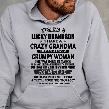 MARCH - LUCKY GRANDSON OF CRAZY GRANDMA -  PERFECT GIFT FROM GRANDMA - snow03 (SKU12-113-03)