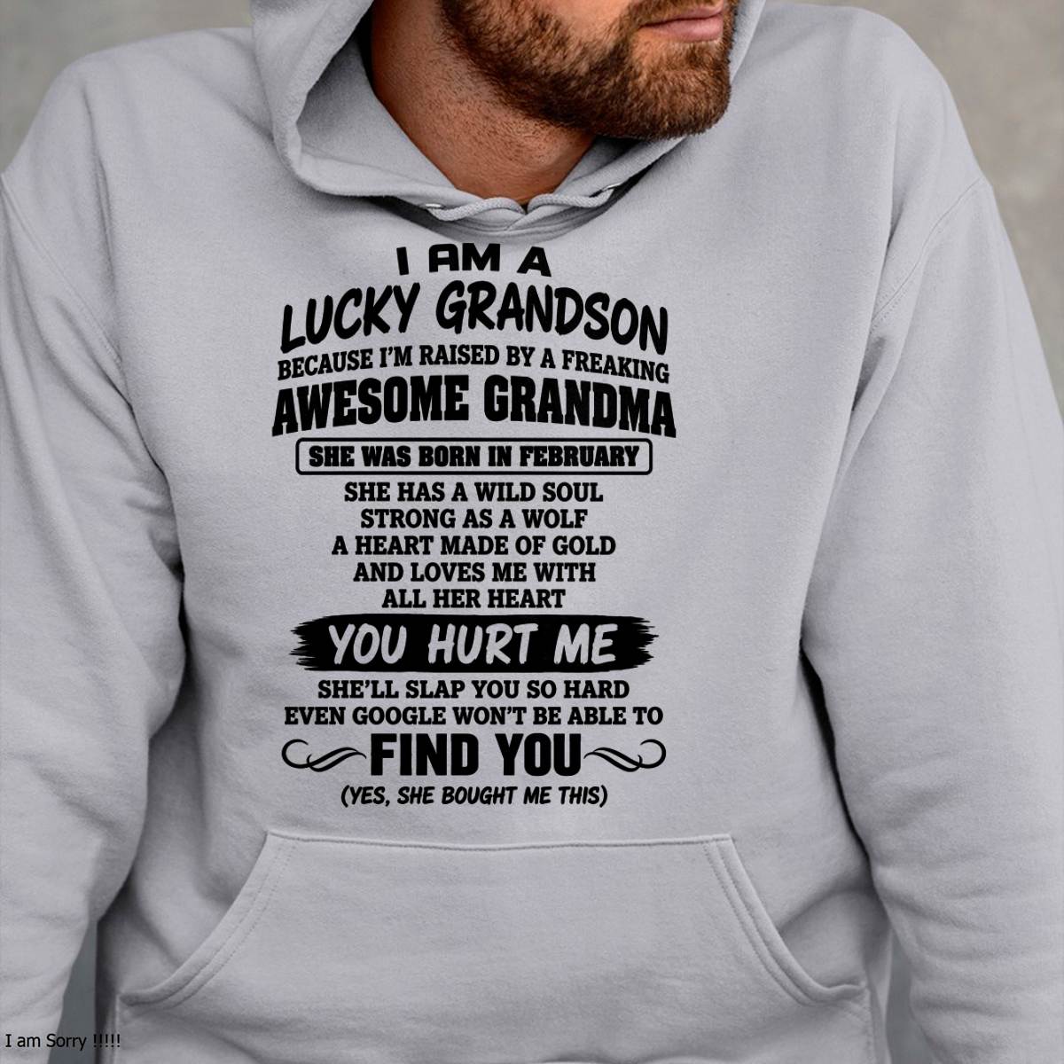 FEBRUARY, I AM A LUCKY GRANDSON - SHIRT FROM GRANDMA TO GRANDSON - SNOW02 (SKU2609-327-02)