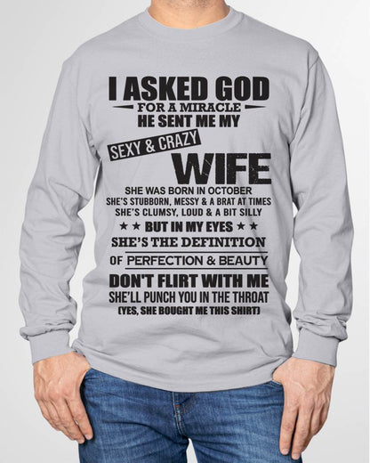 10, OCTOBER, SHE’S THE DEFINITION OF PERFECTION & BEAUTY – GIFT T SHIRT FROM WIFE FOR HUSBAND – SNOW MALE10 (SKU26T-01214-10)