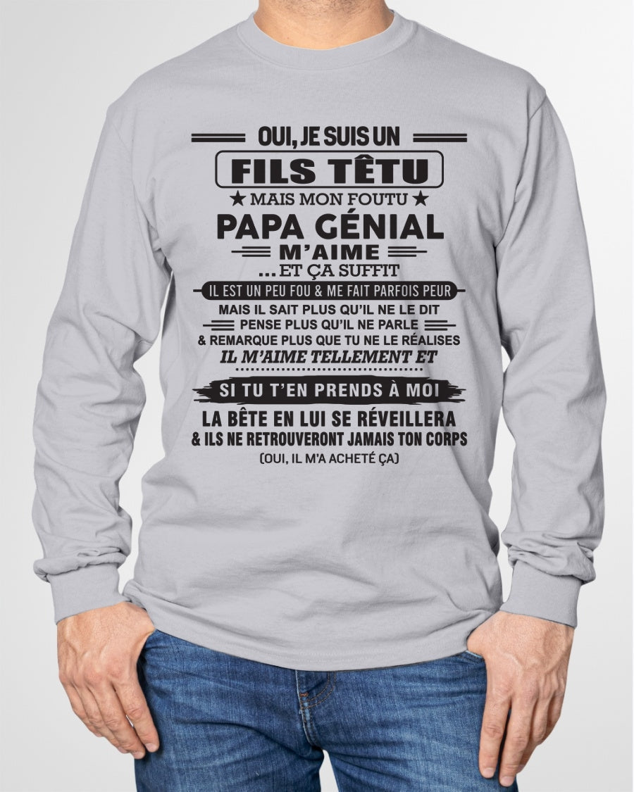Oui, je suis un garçon têtu – T-shirt | Cadeau d’anniversaire de papa pour son fils - SNOW00 / fr00 (SKU12-260-00)