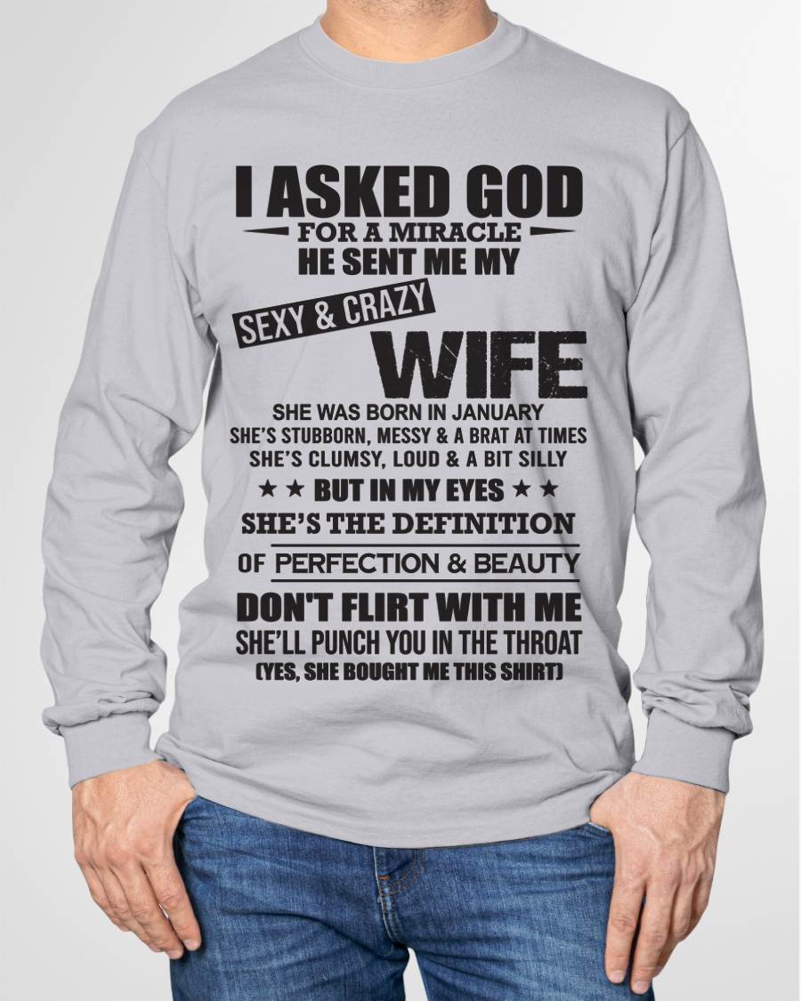 01, JANUARY, SHE’S THE DEFINITION OF PERFECTION & BEAUTY – GIFT T SHIRT FROM WIFE FOR HUSBAND – SNOW MALE01 (SKU26T-01214-01)