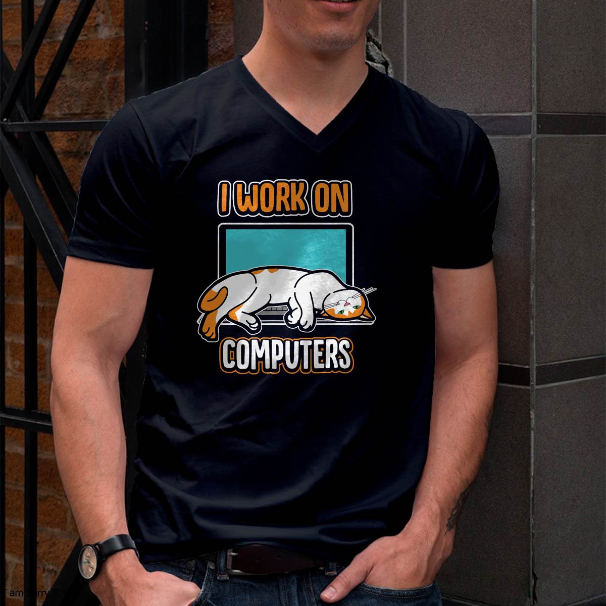 Funny Cats and Computers Halloween Kitty for pet Lovers T-Shirt Small