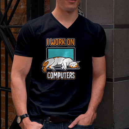 Funny Cats and Computers Halloween Kitty for pet Lovers T-Shirt Small