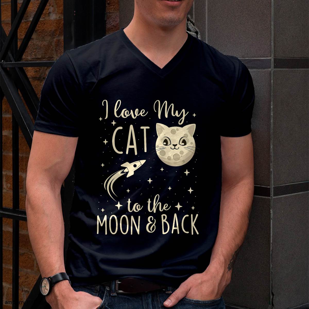 I Love My Cat To The Moon & Back - Rocket Cat Lover T-Shirt