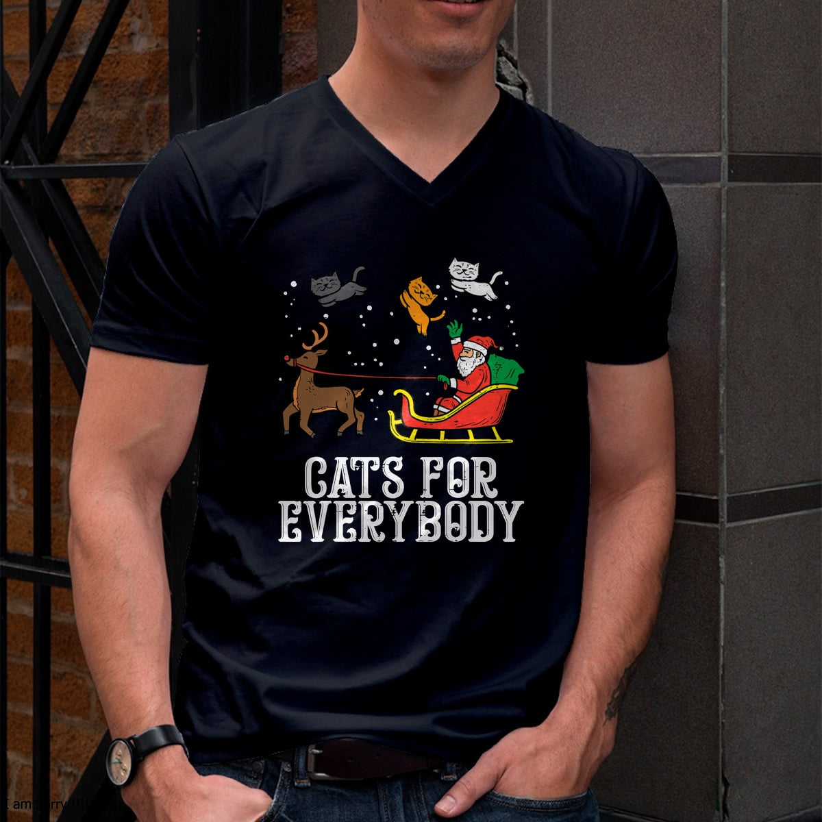 Cats For Everybody Christmas Cat Funny Xmas Women Santa T-Shirt - Christmas Unisex T-Shirt/Hoodie/Sweatshirt - SNOW00
