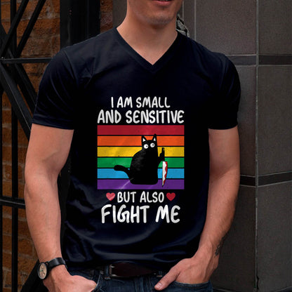 I Am Small and Sensitive But Also Fight Me Cat Knife LGBT T-Shirt