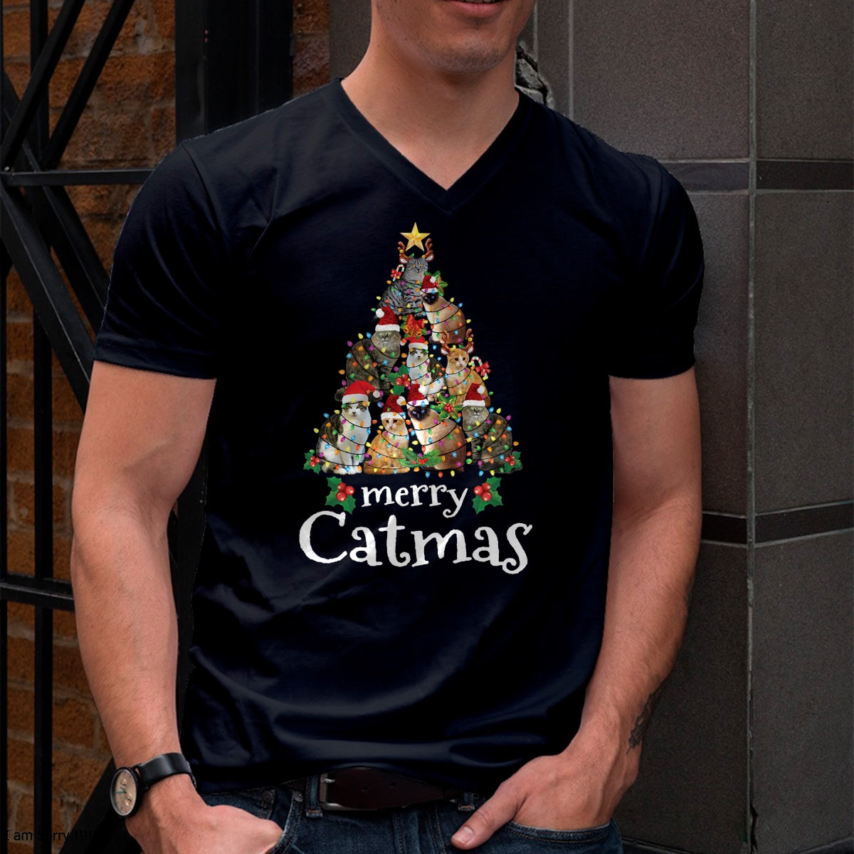Merry Catmas Funny Cat Mom Cat Dad Christmas Cat T-Shirt - Christmas Unisex T-Shirt/Hoodie/Sweatshirt - SNOW00