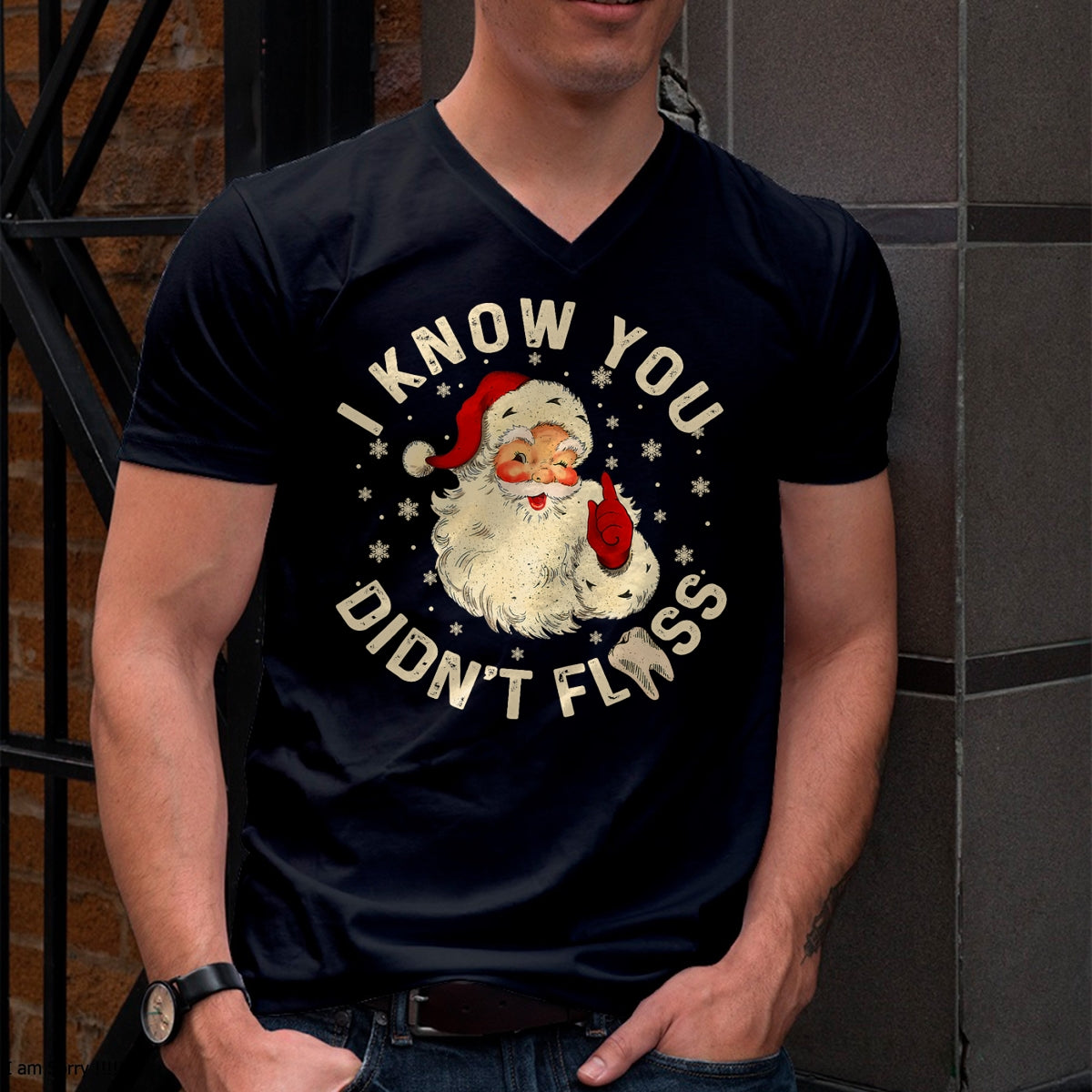 Funny Santa I Know You Didn't Floss Dentist Dental Christmas T-Shirt - Christmas Unisex T-Shirt/Hoodie/Sweatshirt - SNOW00