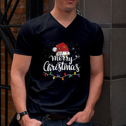 Merry Christmas Lights Red Santa Hat Xmas Family Men Women Pullover - Christmas Unisex T-Shirt/Hoodie/Sweatshirt - SNOW00