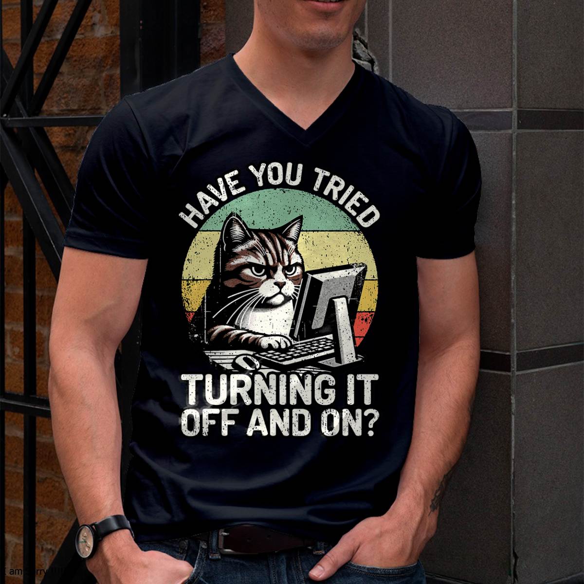 Tech Support Humor I Cat Tech Engineer I Computer IT Guy T-Shirt