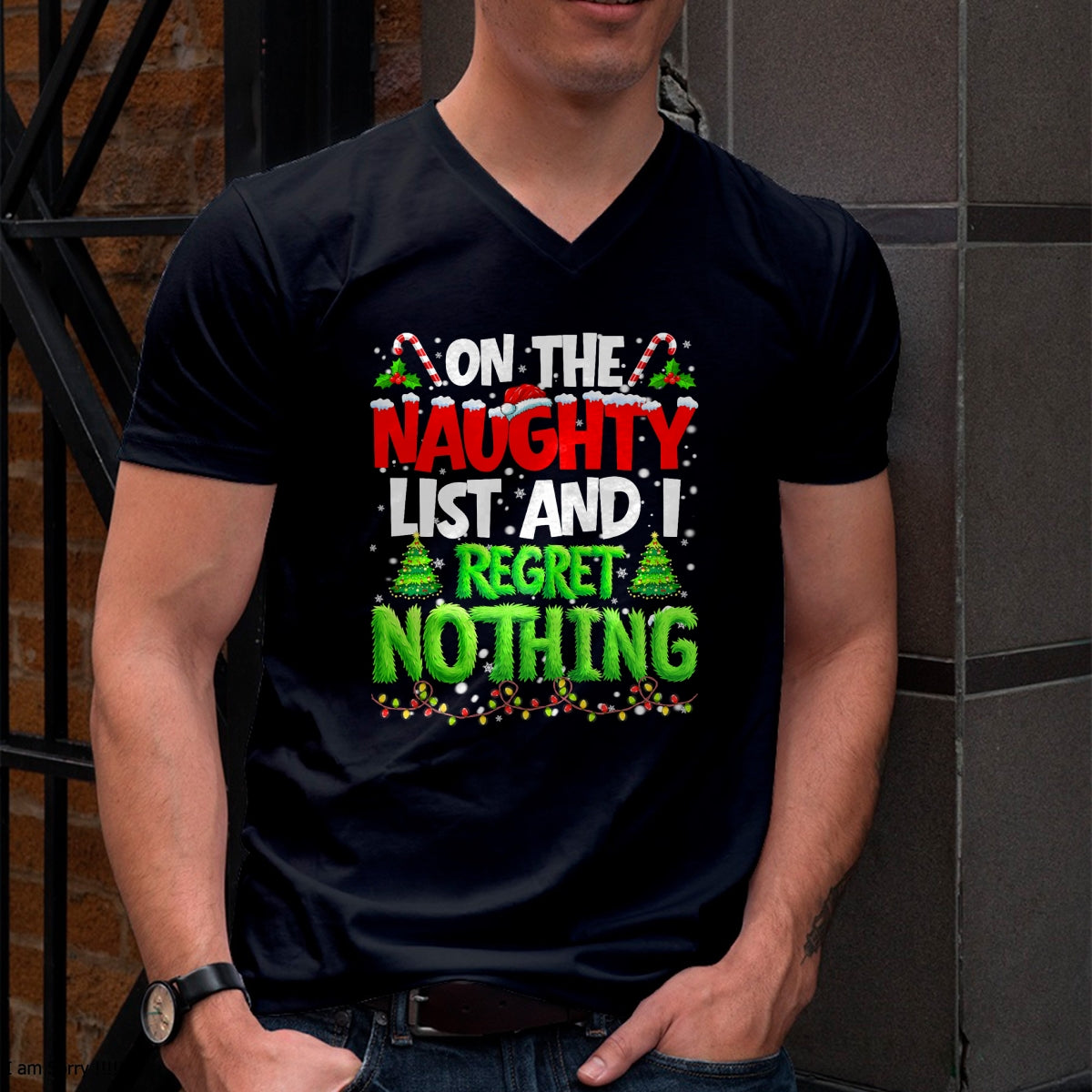 On The Naughty List and Regret Nothing Pjs Christmas Xmas Ki T-Shirt - Christmas Unisex T-Shirt/Hoodie/Sweatshirt - SNOW00